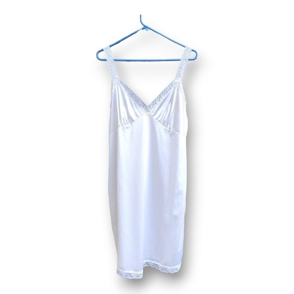 Vintage Bregstein Undergarment Nightgown Slip White Nylon Sz 38 Small-Medium